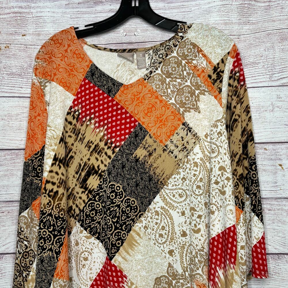 Chico's Mixed Print Patchwork Boho Asymmetrical H… - image 8